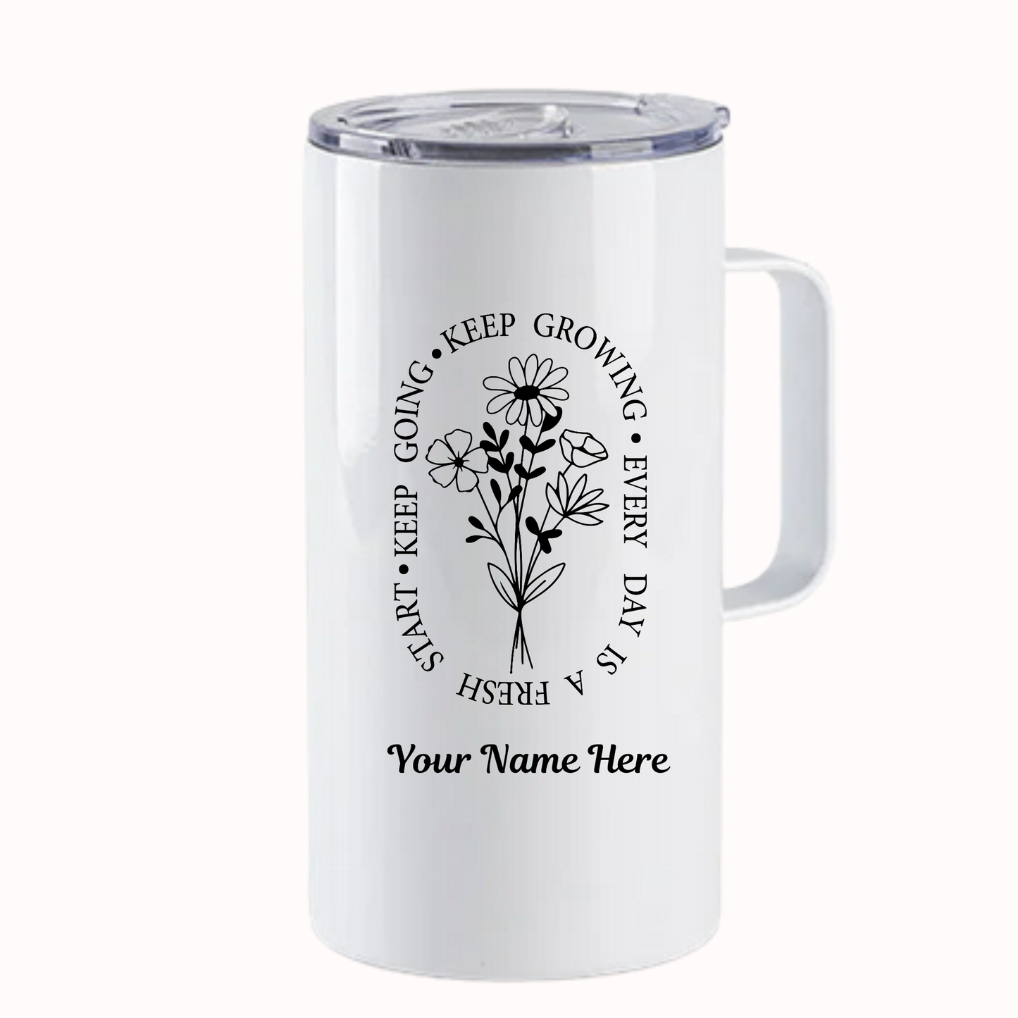 motivational insulated tumbler with handle