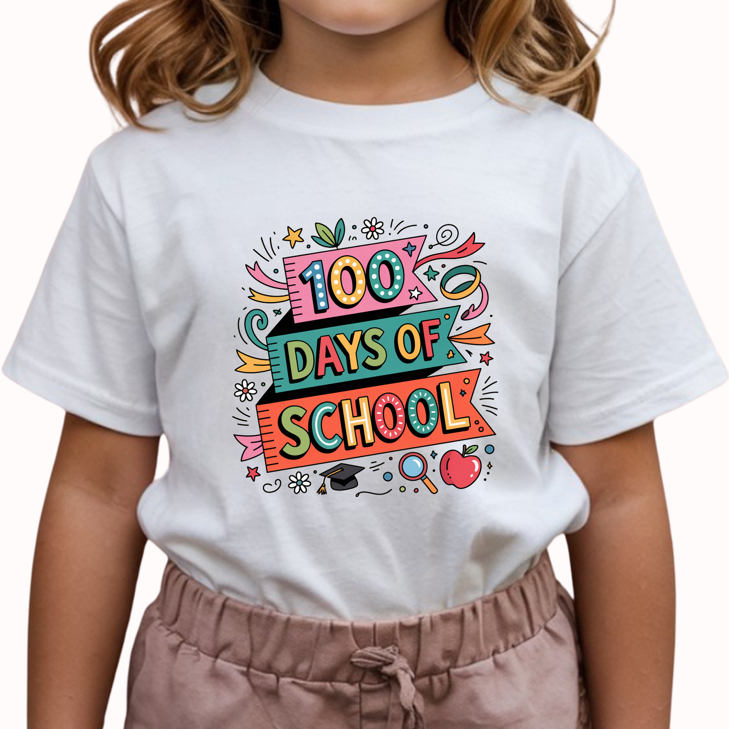 100 Days of School Girls Cotton T-Shirt