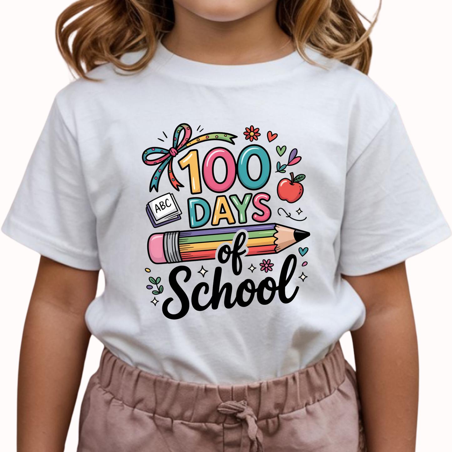 100 Days of School Girls Cotton T-Shirt