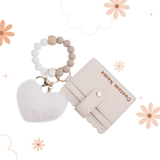 Plush Heart Card Holder Keychain