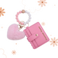 Plush Heart Card Holder Keychain